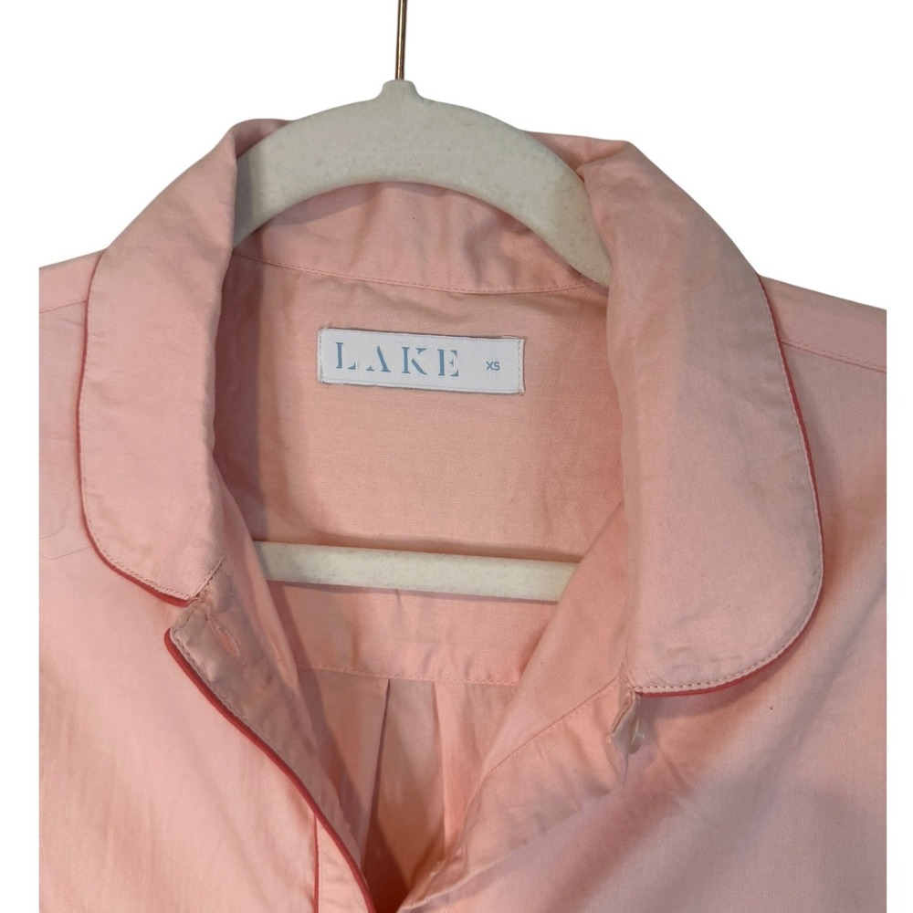 LAKE Pajamas Poplin Pima Pajama Set Peony Pink Cotton Long Sleeve‎ Pants XS - Picture 4 of 10